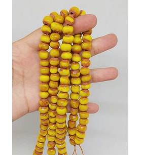 Sarı Renk Sırlı Seramik Boncuk Dizi 8-9mm/30cm (54286)