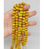 Sarı Renk Sırlı Seramik Boncuk Dizi 8-9mm/30cm (54286)