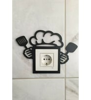 Dekoratif Şef Mutfak Priz Kenarı Süsü 3mm Mdf Siyah Renk