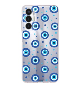 PrintiFy Tecno Pova 3 ile Uyumlu 1mm Slim Fit Nazar Boncuğu 1 Baskılı Şeffaf  Kılıf
