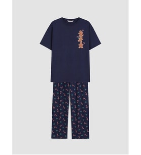 LCW DREAM Lacivert Yılbaşı Temalı Kadın Pijama Takımı