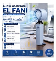 Kalemhane Dijital Göstergeli 5 Kademeli Hareketli Başlık El Fanı Mavi