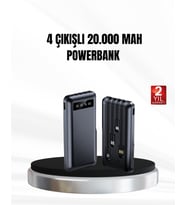 Powerbank 20000 mAh LED Fenerli ve Çoklu Güvenlik Korumasına Sahip