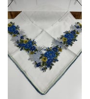Oyalı Pamuk Tülbent- 05091 (Beyaz-Mavi)