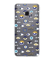 PrintiFy Samsung Galaxy S9 ile Uyumlu Nazar Boncuğu 2 Baskılı Kamera Korumalı Şeffaf Silikon Kılıf