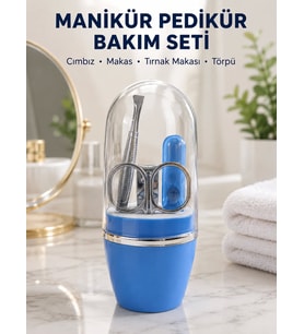 Kompakt Manikür Bakım Seti Mavi Taşınabilir Kişisel Bakım Çantası