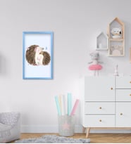 BK Home Sevimli Kirpiler Tasarımlı Dekoratif Mavi Ahşap Çerçeveli Çocuk Odası Tablo-1