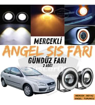 Ford Focus 2 2004-2008 Uyumlu Mercekli Angel Sis Farı Metal 76 mm Turuncu Halkalı Gündüz Farı 2 Adet