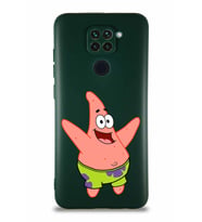Xiaomi Redmi Note 9 Soft Premier Kapak Patrick Yıldız Tasarımlı Silikon Kılıf - Yeşil (Şeffaf)