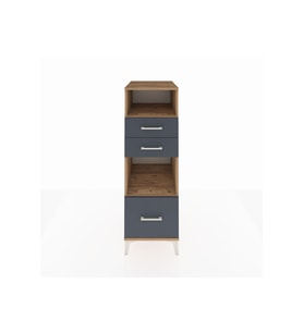 Kronos Dolap 2 Raflı 3 Çekmeceli 44x59x134 Çam-Antrasit