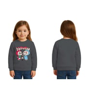Unisex Labubu Baskılı Çocuk Swaetshirt 3 İplik Şardonlu (Füme)