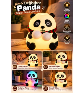 Yatak Odası Çocuk Odası İçin Renk Değiştiren Panda Silikon Gece Lambası