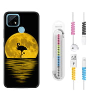 Realme C11 C21 C21Y C25Y C11 2021 Kılıf Kablo Koruma Spiral Silikon Ay ve Flamingo 1775