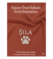 Kiremit Renkli Welsoft Kedi Köpek Battaniye Nakışlı Kişiselleştirilebilir