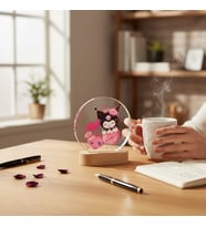 Kuromi Temalı LED Masa Lambası – Pembe Işıklı Akrilik Gece Lambası, Sevimli Dekor ve Hediye