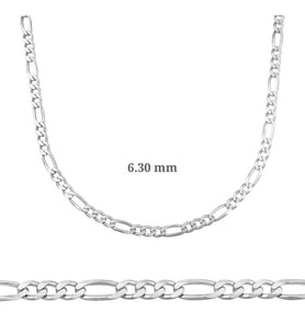 6.30 mm Gümüş Figaro Zincir - 180 mikron