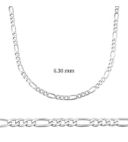6.30 mm Gümüş Figaro Zincir - 180 mikron