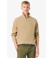 Lacoste Men's Classic Fit Neck Zip Sweatshirt Yarım Fermuarlı Yüksek Yaka Pamuklu Sweatshirt Yeşil
