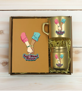 BK Gift Kişiye Özel İsimli DTF Best Friend Temalı Gold Defter & Kahve Fincanı & Mum Hediye Seti-5, Arkadaşa Hediye, Doğum Günü Hediyesi
