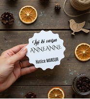 Kişiye Özel Anneanneye Hediye Bardak Altlığı Anneler Günü Hediyesi (Bej)