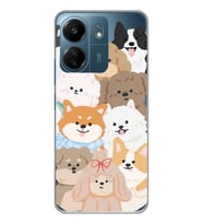 Xiaomi Redmi 13C Uyumlu Sevimli Köpekler Tasarımlı Şeffaf Telefon Kılıfı