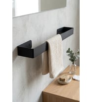 Mat Siyah Yapışkanlı Havlu Askısı Banyo Mutfak Havluluk