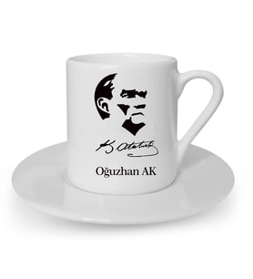 İsme Özel Türk Kahvesi Fincanı Seti - Atatürk Siluet