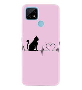 Realme C11 C21 C21Y C25Y C11 2021 Kılıf Desemli Silikon Pink Cat Heart 1303