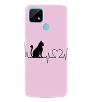 Realme C11 C21 C21Y C25Y C11 2021 Kılıf Desemli Silikon Pink Cat Heart 1303