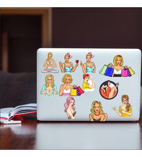 Plaj Kızı Stikcer Set-1 11 Parça Telefon, Tablet, Defter, Laptop Sticker