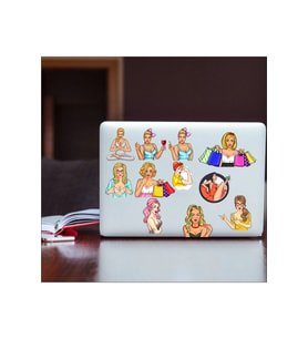 Plaj Kızı Stikcer Set-1 11 Parça Telefon, Tablet, Defter, Laptop Sticker