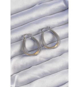 Pirinç Gold Gümüş Renkli Oval Çoklu Görünümlü Küpe TJ-BKP9223