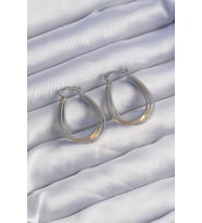 Pirinç Gold Gümüş Renkli Oval Çoklu Görünümlü Küpe TJ-BKP9223