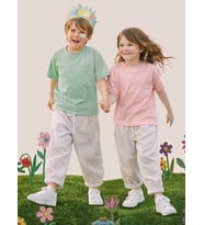 Erkek Kız Çocuk Unisex Pantolon Dokuma Bol Kesim Duble Paça İlkbahar/Yaz 2-8 Yaş (Gri)