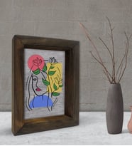 BK Gift Woman Line Tasarımlı Dekoratif Doğal Masif Ahşap Çerçeve 15x20cm-4 (Beyaz)