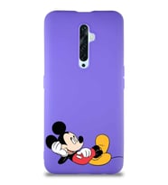 Oppo Reno 2Z Soft Premier Kapak Mickey Mouse-F Tasarımlı Silikon Kılıf - Mor (Şeffaf)