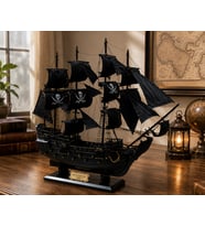 Black Pearl Dekoratif Korsan Gemisi Maketi  Büyük Boy Siyah Yelkenli Gemi Biblosu