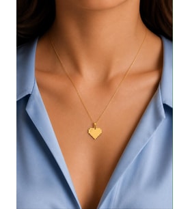 Kişiye Özel 925 Ayar Gümüş Minimal Piksel Kalp Kolye (Gold)