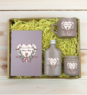 BK Gift Kişiye Özel İsimli DTF Anne Temalı Mat Gri Defter & Kahve Fincanı & Kolonya & Mum Hediye Seti-5, Anneye Hediye, Anneler Günü Hediyesi