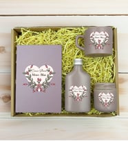 BK Gift Kişiye Özel İsimli DTF Anne Temalı Mat Gri Defter & Kahve Fincanı & Kolonya & Mum Hediye Seti-5, Anneye Hediye, Anneler Günü Hediyesi