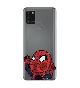 Samsung Galaxy A21S Uyumlu Örümcek Adam Desenli Şeffaf Telefon Kılıfı