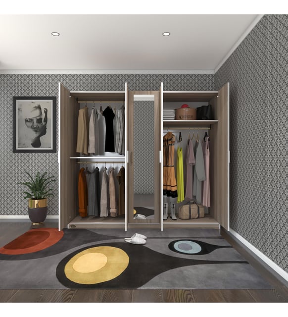 Kenzlife gardırop 5 kapaklı kapılı 200 lilyum crd aynalı gardolap