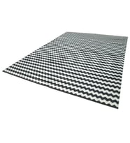 Siyah Kilim Geometrik Stil Modern Görünümlü El Dokuma Yün Salon Kilimi Düz Dokuma Detaylı