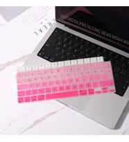 MacBook Pro 14.2 İnç M1 M2 M3 M4 M5 A2442 A2992 Uyumlu Türkçe Q Klavye Koruyucu Pembe Ombre Silikon