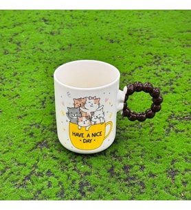 PORSELEN KUPA KEDİ DESENLİ (1 ADET ) DURA