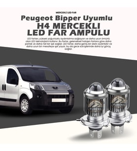 Peugeot Bipper Uyumlu Xenon Mercek Led Uzun - Kısa Çift Renk