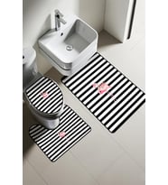 Modern Desenli Dijital Baskı 3’lü Banyo Paspas Takımı Yıkanabilir Kaymaz Tabanlı Klozet Takımı KLZ0021 (Çok Renkli)