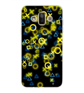 Samsung Galaxy J7 Duo Kapak  Semboller Tasarımlı Şeffaf Silikon Kılıf