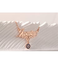 Personalized Evil Eye Name Necklace Gold