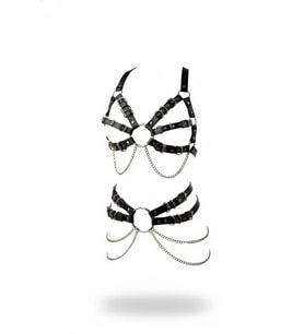 Mulvxbrf Brf02 Siyah Harness Takım Zincir Detaylı Metal Halka Aksesuarlı - Brf1260 (Mulvix)